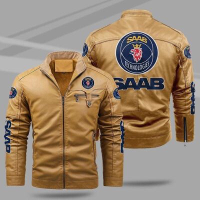 Saab Automobile Fleece Leather Jacket CFLJ050
