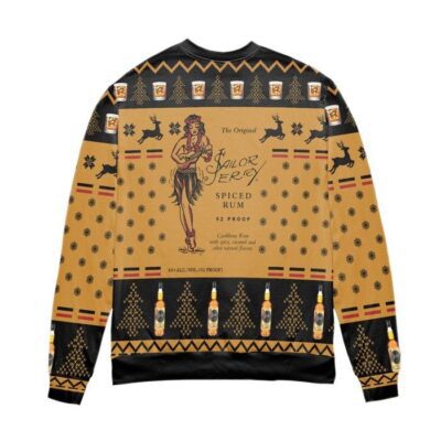 Sailor Jerry Spiced Rum Snowflake and Reindeer Ugly Christmas Sweater 1