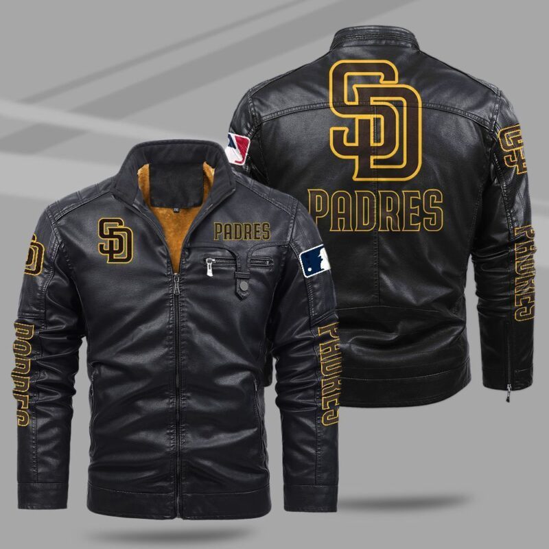 San Diego Padres Fleece Leather Jacket CFLJ031 1