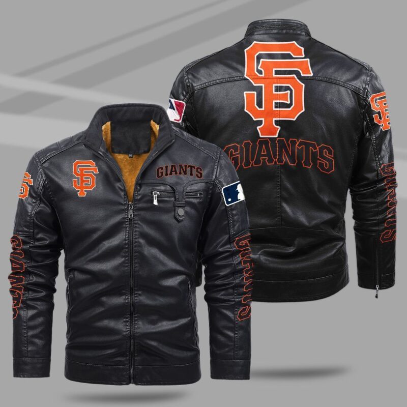 San Francisco Giants Fleece Leather Jacket CFLJ030 1