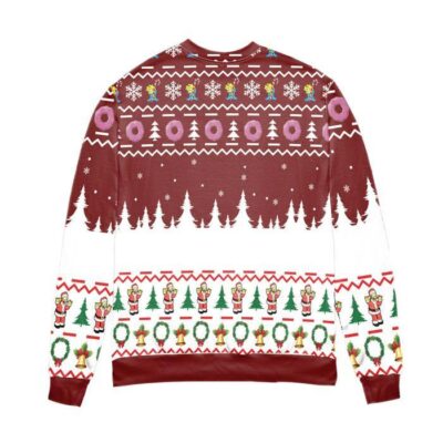 Santa Claus The Simpsons Version Snowflake & Pine Tree Pattern Ugly Christmas Sweater - Red 2 Santa Claus The Simpsons Version Snowflake Pine Tree Pattern Ugly Christmas Sweater Red 2