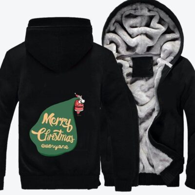 Santa With Too Many Presents Christmas Fleece Zip Hoodie Jacket 3