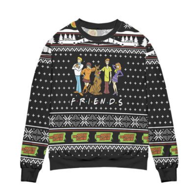 Scooby Doo Crew Friends Snowflake Pattern Ugly Christmas Sweater - Black 1 Scooby Doo Crew Friends Snowflake Pattern Ugly Christmas Sweater Black 1