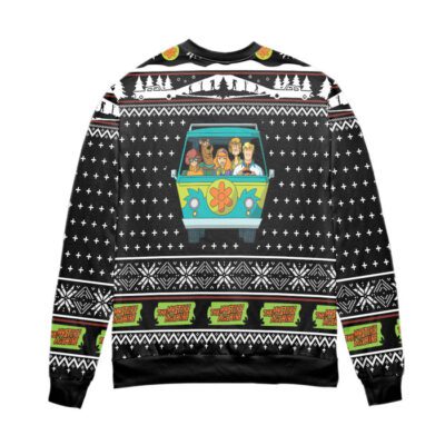 Scooby Doo Crew Friends Snowflake Pattern Ugly Christmas Sweater - Black 2 Scooby Doo Crew Friends Snowflake Pattern Ugly Christmas Sweater Black 2