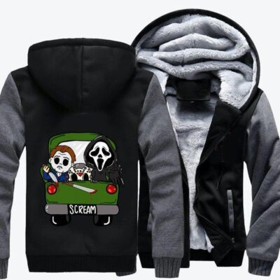 Scream Killer Is Coming Horror Film Fleece Zip Hoodie Jacket 2