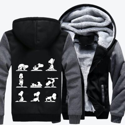 Snoopy Different Yoga Poses Snoopy Fleece Zip Hoodie Jacket 2