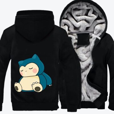 Snorlax Drooling In Sleep Pokemon Fleece Zip Hoodie Jacket 3