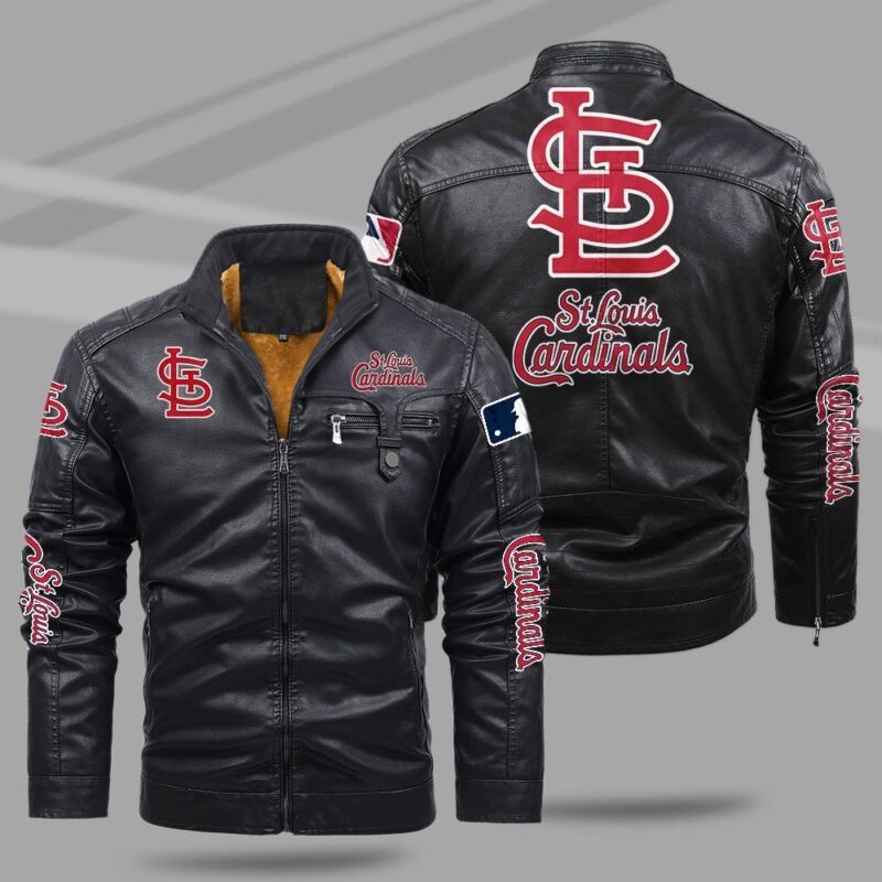 St Louis Cardinals Fleece Leather Jacket CFLJ028 1