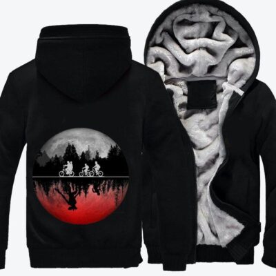 Stranger Things Illustrated Graphic Horror Film Fleece Zip Hoodie Jacket 3