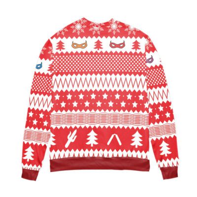 Teenage Mutant Ninja Turtles Pine Tree and Stars Ugly Christmas Sweater Red 1