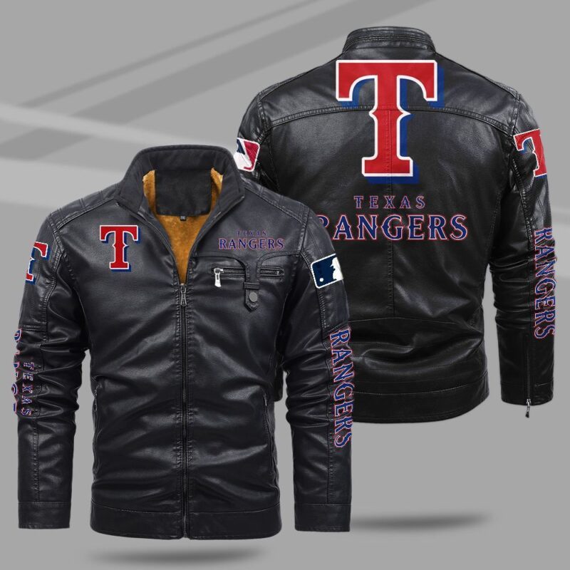 Texas Rangers Fleece Leather Jacket CFLJ026 1