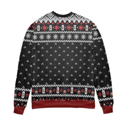 Thanos Less People More Miller Lite Snowflake Pattern Ugly Christmas Sweater - Black 2 Thanos Less People More Miller Lite Snowflake Pattern Ugly Christmas Sweater Black 2
