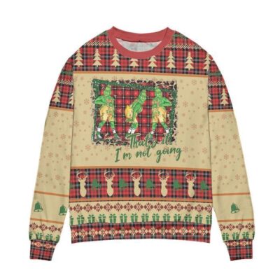 Thats It Im Not Going Grinch Disney Plaid Pattern Ugly Christmas Sweater 1