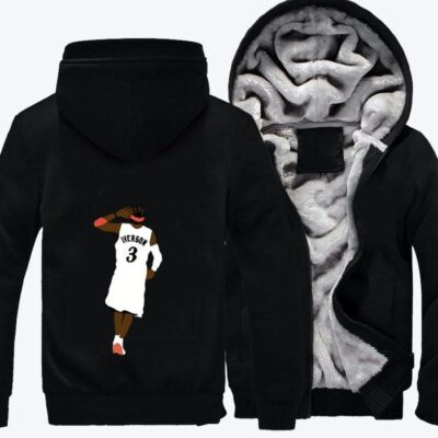 The Answer Allen Iverson Basketball Fleece Zip Hoodie Jacket 3