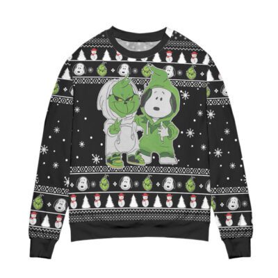 The Grinch And Snoopy Ugly Christmas Sweater Black 1