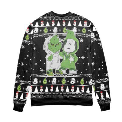 The Grinch And Snoopy Ugly Christmas Sweater Black 2