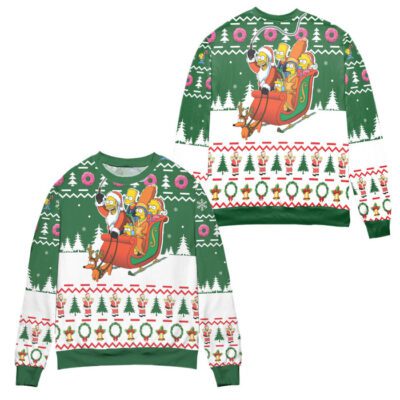 The Simpsons Santa Claus Version Christmas Pattern Ugly Christmas Sweater