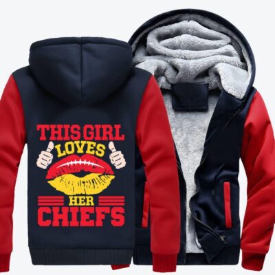 This Girl Loves Her Chiefs Football Fleece Zip Hoodie Jacket 1