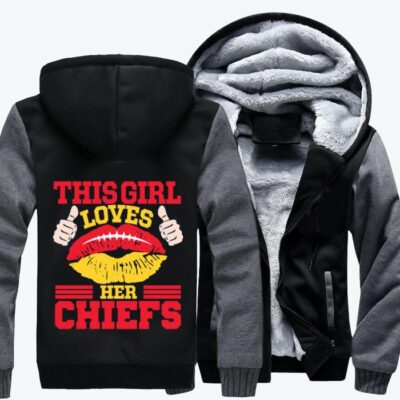 This Girl Loves Her Chiefs Football Fleece Zip Hoodie Jacket 2
