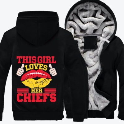 This Girl Loves Her Chiefs Football Fleece Zip Hoodie Jacket 3