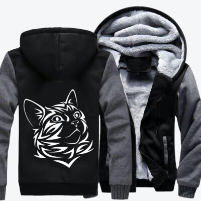 Tribal Kitten Cat Fleece Zip Hoodie Jacket 2