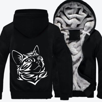 Tribal Kitten Cat Fleece Zip Hoodie Jacket 3