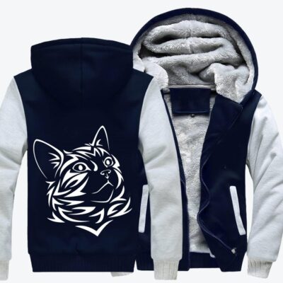 Tribal Kitten Cat Fleece Zip Hoodie Jacket