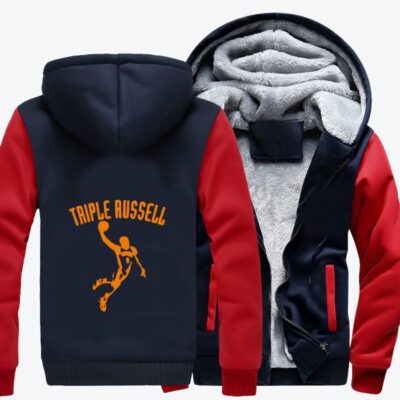 Triple Russell Basketball Fleece Zip Hoodie Jacket 1