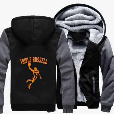 Triple Russell Basketball Fleece Zip Hoodie Jacket 2