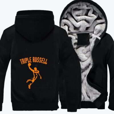 Triple Russell Basketball Fleece Zip Hoodie Jacket 3