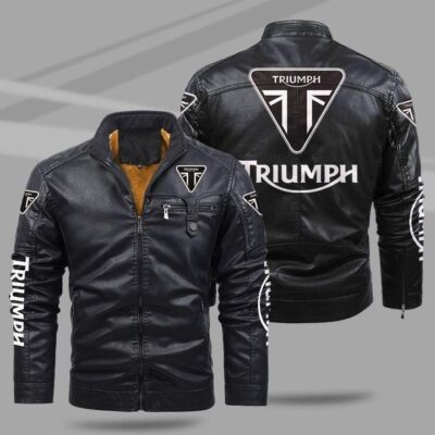 Triumph Fleece Leather Bomber Jacket CFLJ048