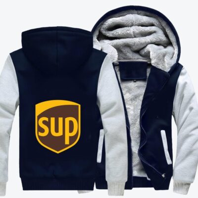 UPS SUP Logo Parody Fleece Zip Hoodie Jacket