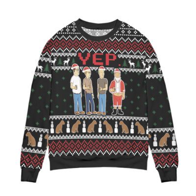 YEP. Cartoon Graphics Snowflake Pattern Ugly Christmas Sweater Black 1