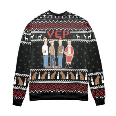 YEP. Cartoon Graphics Snowflake Pattern Ugly Christmas Sweater Black 2