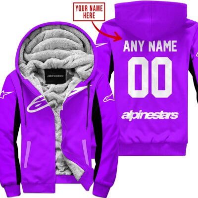 Custom Name Racing Alpinestars Purple Fleece Zip Hoodie MFH1573