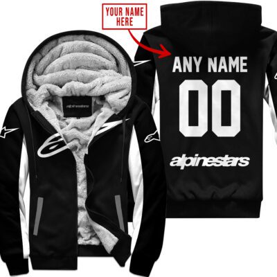Custom Name Racing Alpinestars White Fleece Zip Hoodie MFH1578