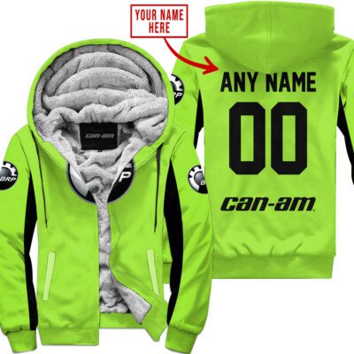 Custom Name Racing Can-Am Green 1 Fleece Zip Hoodie MFH1606
