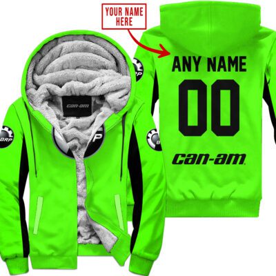 Custom Name Racing Can-Am Green Fleece Zip Hoodie MFH1607