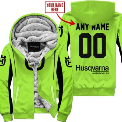 Custom Name Racing Husqvarna Green 1 Fleece Zip Hoodie MFH044