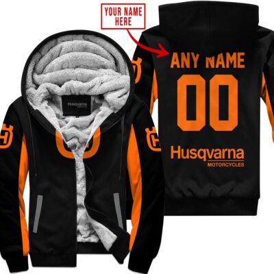 Custom Name Racing Husqvarna Orange Fleece Zip Hoodie MFH049