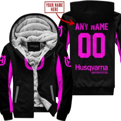 Custom Name Racing Husqvarna Pink Fleece Zip Hoodie MFH051