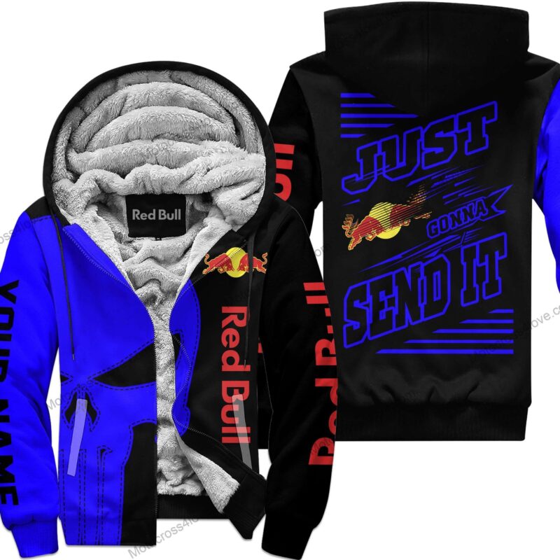 Just Fckn Gonna Send It Custom Name Fleece Hoodie Red Bull Blue Black MFH375