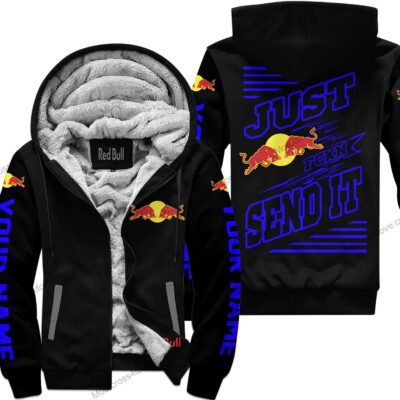 Just Fckn Gonna Send It Custom Name Red Bull Blue Black Fleece Zip Hoodie MFH594