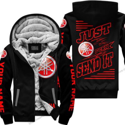 Just Fckn Gonna Send It Custom Name Yamaha Red Black Fleece Zip Hoodie MFH600