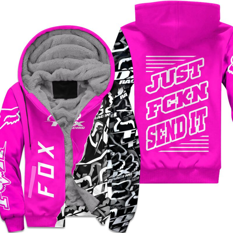 Just Fnkn Send It Pink Fleece Zip Hoodie MFH215