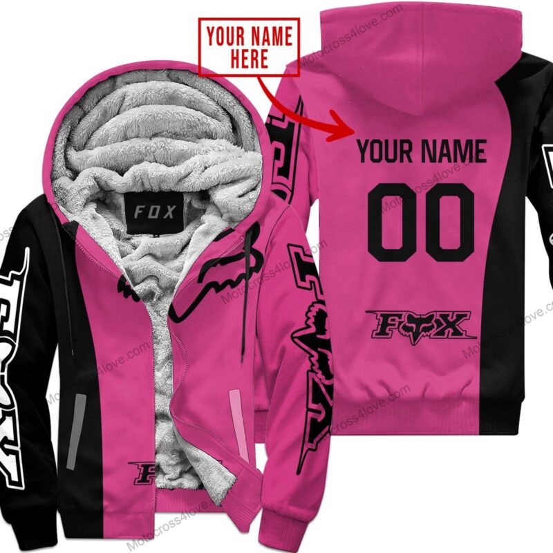 Mx Custom Name Fox Racing Pink 1 Fleece Zip Hoodie MFH175