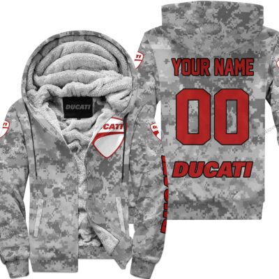 Us Army Ducati Racing Custom Name Fleece Zip Hoodie MFH1391