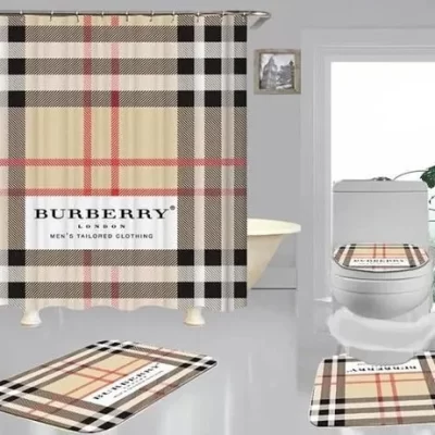 Burberry Logo Shower Curtain Luxury Bathroom Set BRS786
