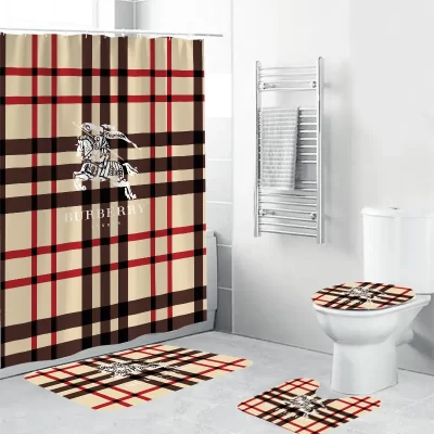 Burberry London Shower Curtain Waterproof Luxury Bathroom Mat Set Luxury Brand Shower Curtain Luxury BRS234