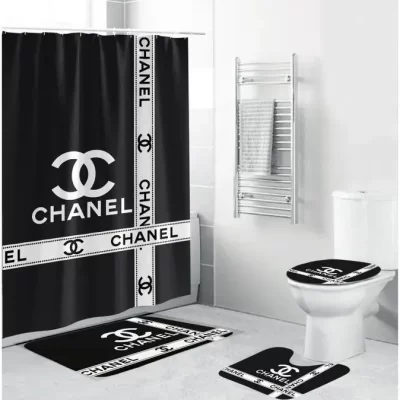 Chanel Luxury Brand Bathroom Set Style Model Bathroom Mat Shower Curtain BRS121
